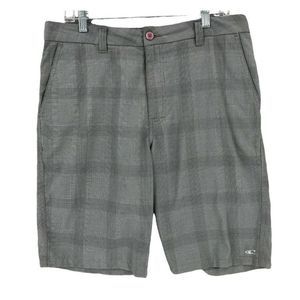 O Neill Shorts Adult Mens 32 Gray Plaid Chino Golf Casual Golfing Lightweight